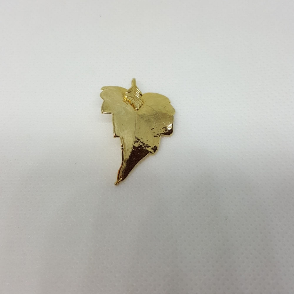 Gold Dipped Leaf Pendant Charm - image 3